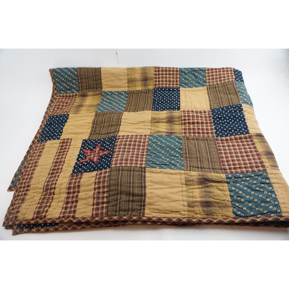 Lasting Impressions Quilt 60x50 Quilted Patchwork Patriotic Star Cotton Throw GC